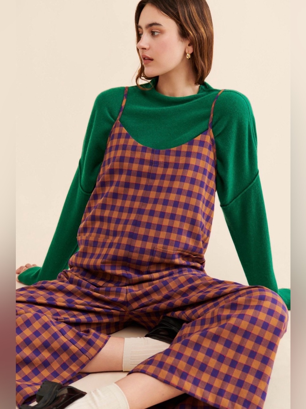 Rita Row Alabama Plaid Wide Leg Jumpsuit Size XS